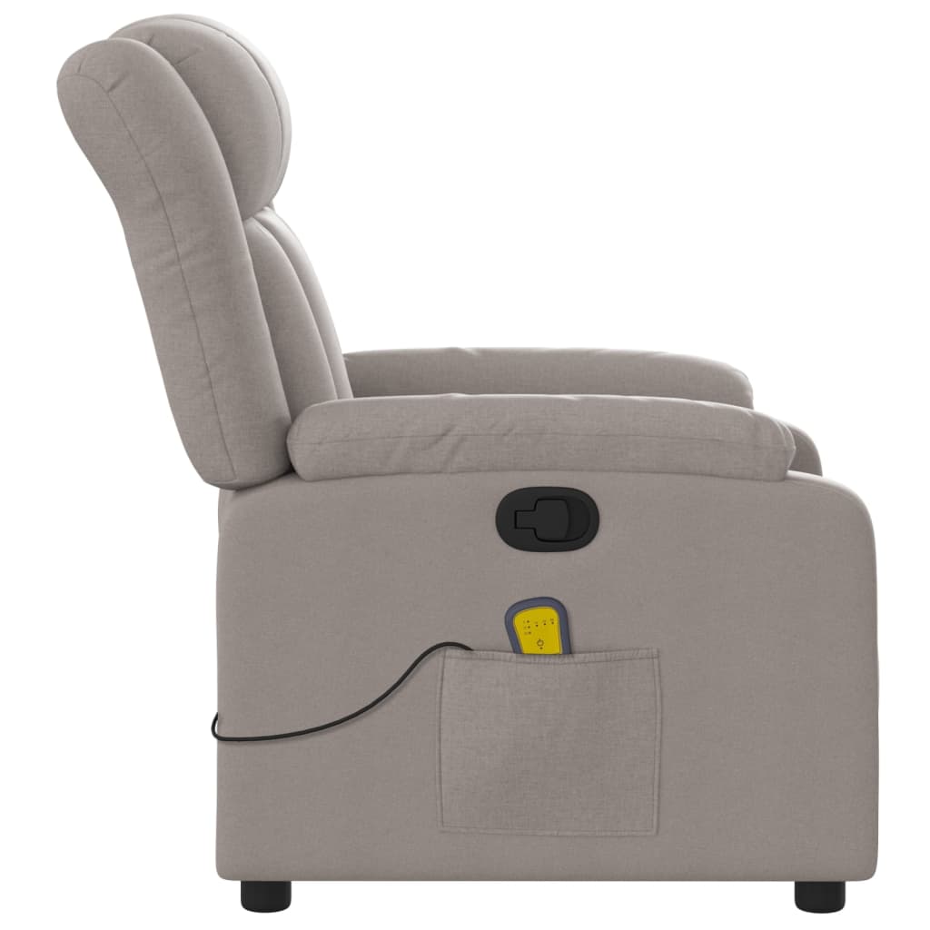 vidaXL Fauteuil de massage inclinable Taupe Tissu