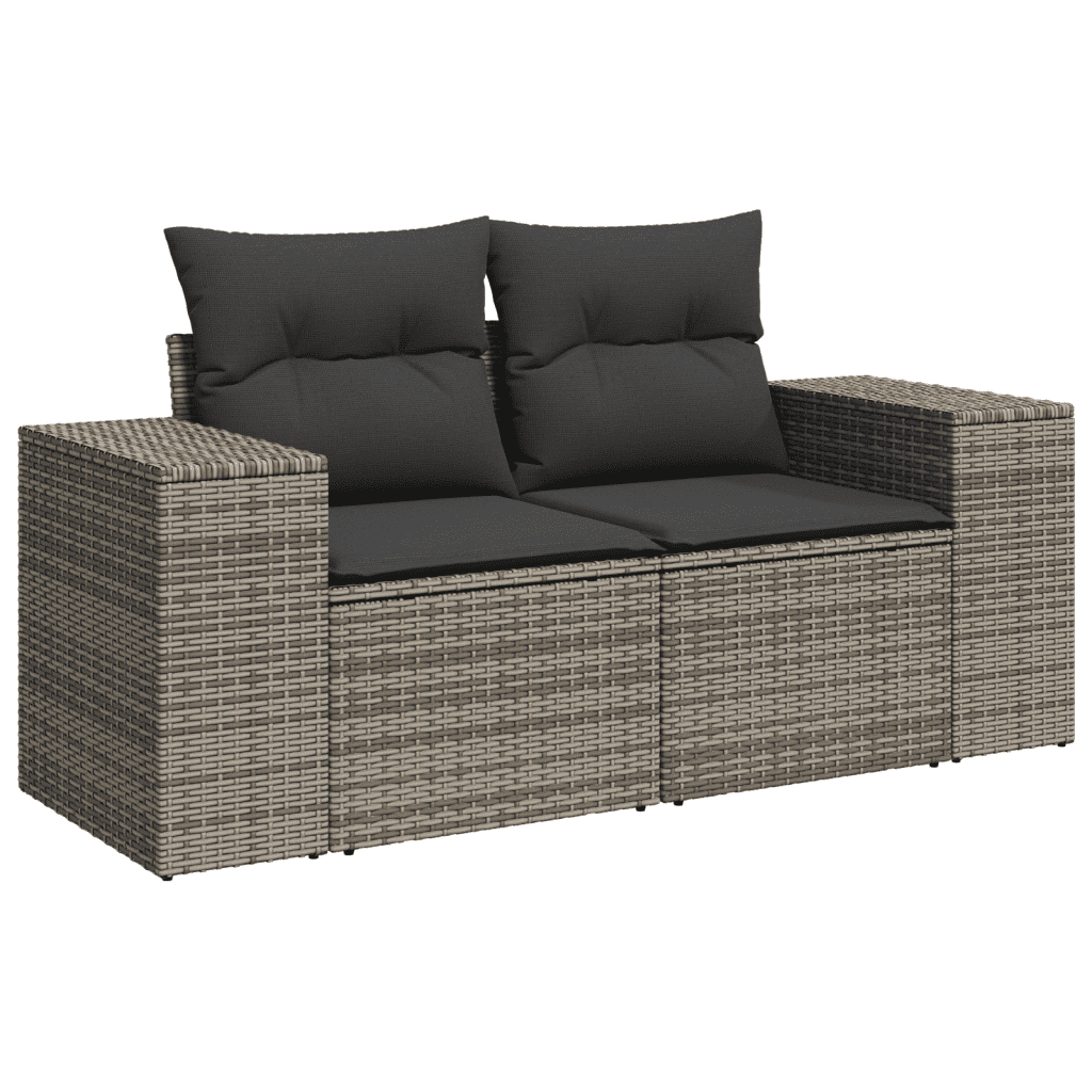 vidaXL Salon de jardin avec coussins 12 pcs gris résine tressée