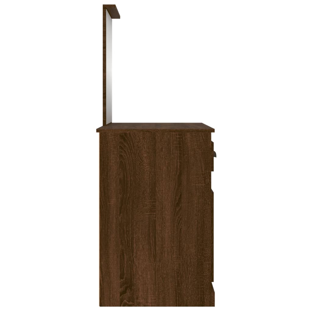 vidaXL Coiffeuse et miroir chêne marron 90x50x132,5 cm bois ingénierie