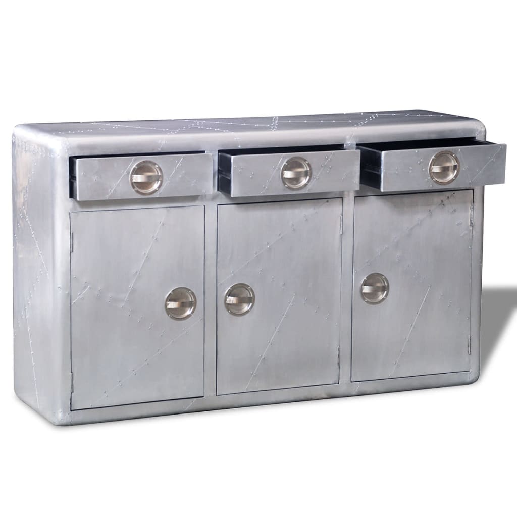 vidaXL Buffet avec 3 tiroirs Style vintage Aluminium