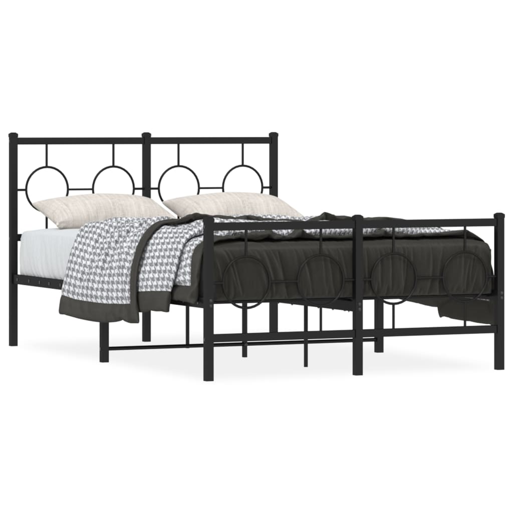 vidaXL Cadre de lit métal sans matelas avec pied de lit noir 120x200cm