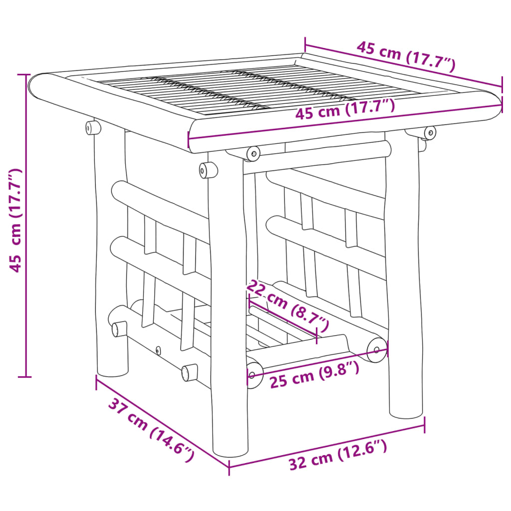 vidaXL Table d’appoint 45x45x45 cm bambou