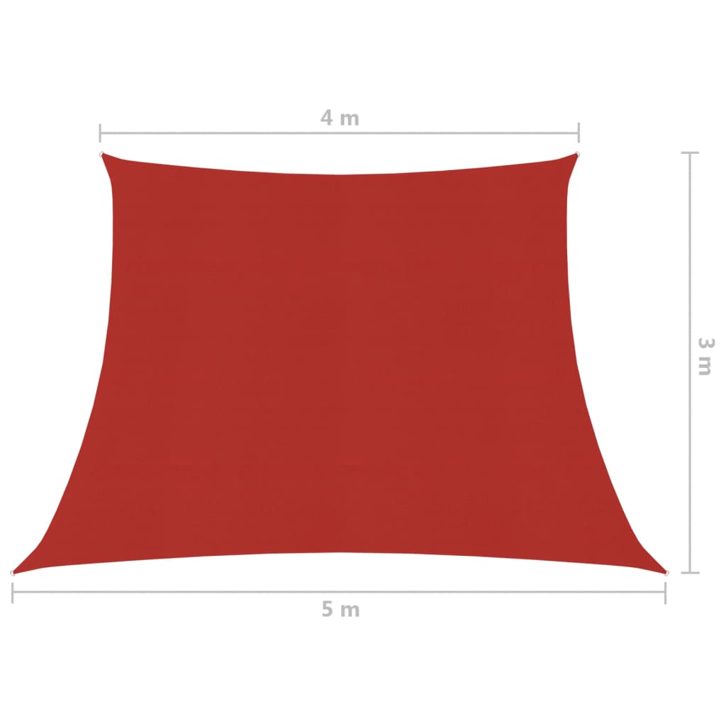 vidaXL Voile d'ombrage 160 g/m² Rouge 4/5x3 m PEHD