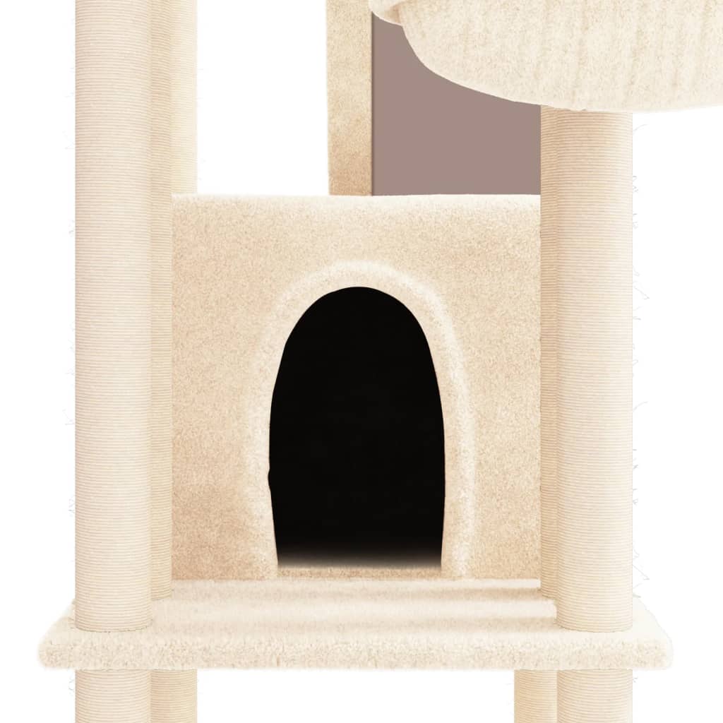 vidaXL Arbre à chat avec griffoirs en sisal Crème 201 cm