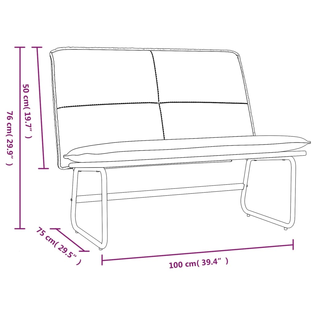 vidaXL Banc Crème 100x75x76 cm Similicuir