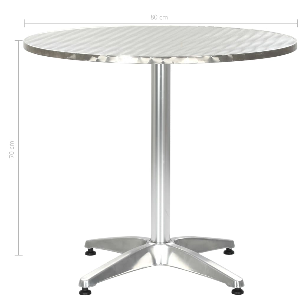 vidaXL Table de jardin Argenté 80x70 cm Aluminium