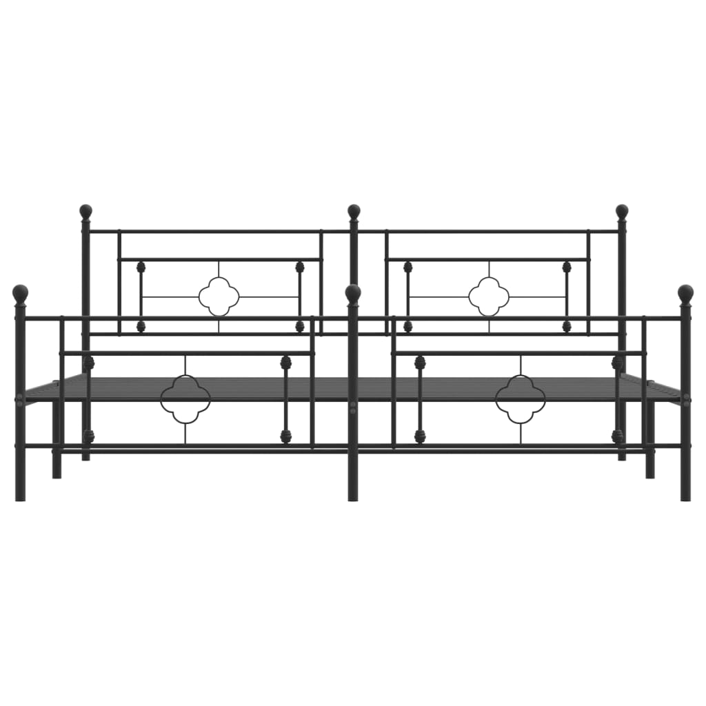 vidaXL Cadre de lit métal sans matelas avec pied de lit noir 200x200cm