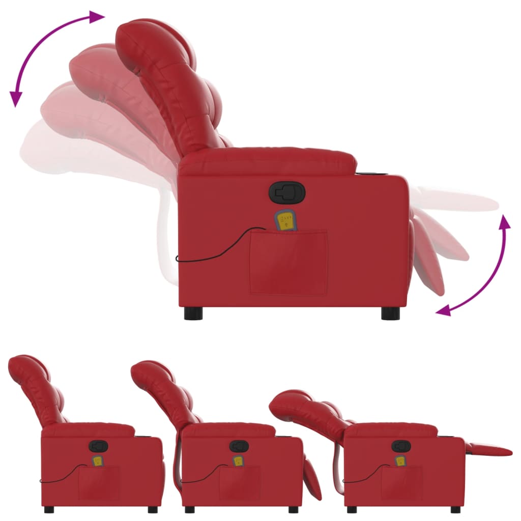 vidaXL Fauteuil de massage inclinable rouge similicuir
