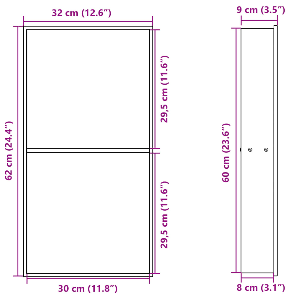 vidaXL Niche de douche blanc mat 32x62x9 cm acier inoxydable