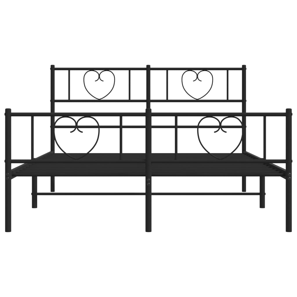 vidaXL Cadre de lit métal sans matelas avec pied de lit noir 135x190cm