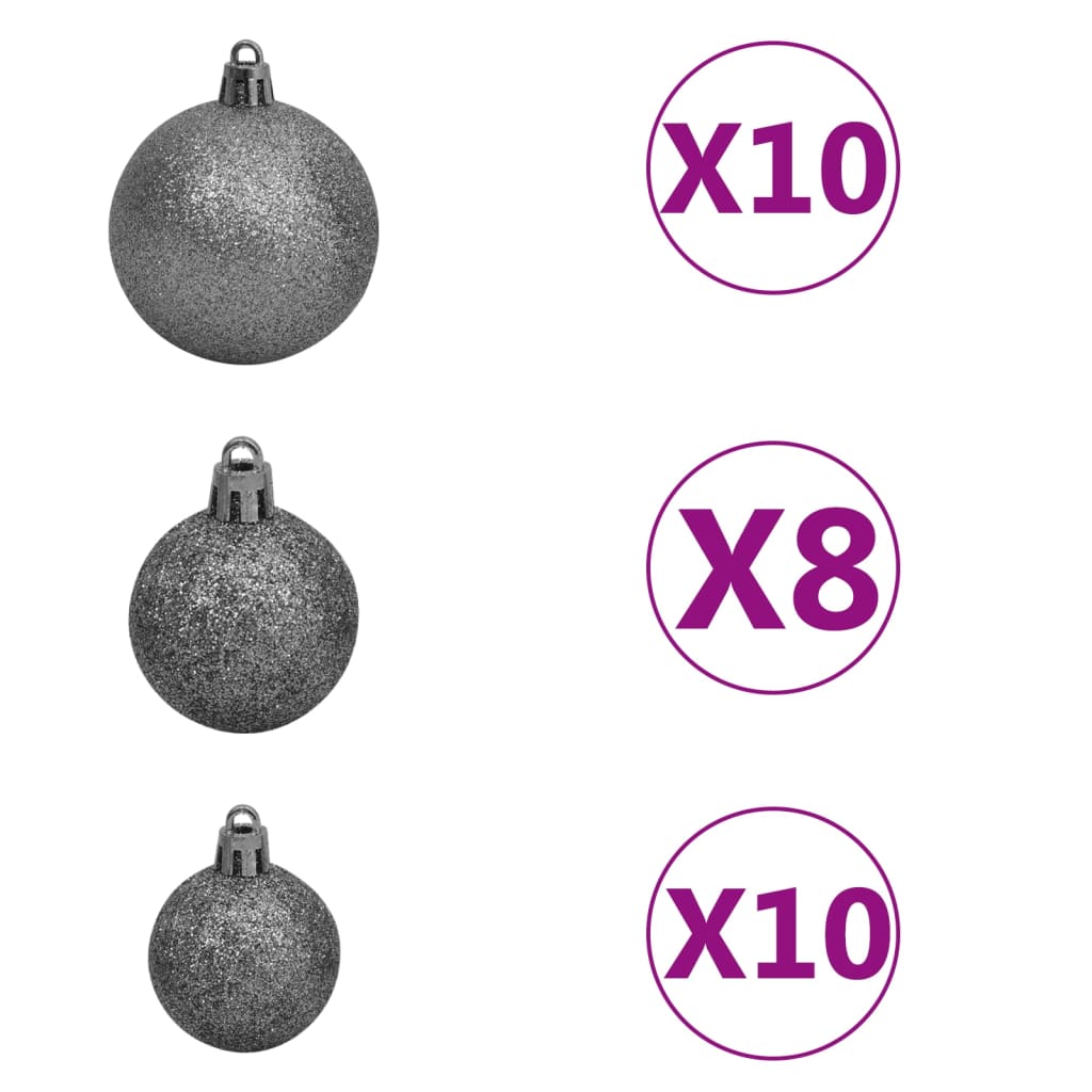 vidaXL Arbre de Noël artificiel pré-éclairé et boules noir 240 cm PVC