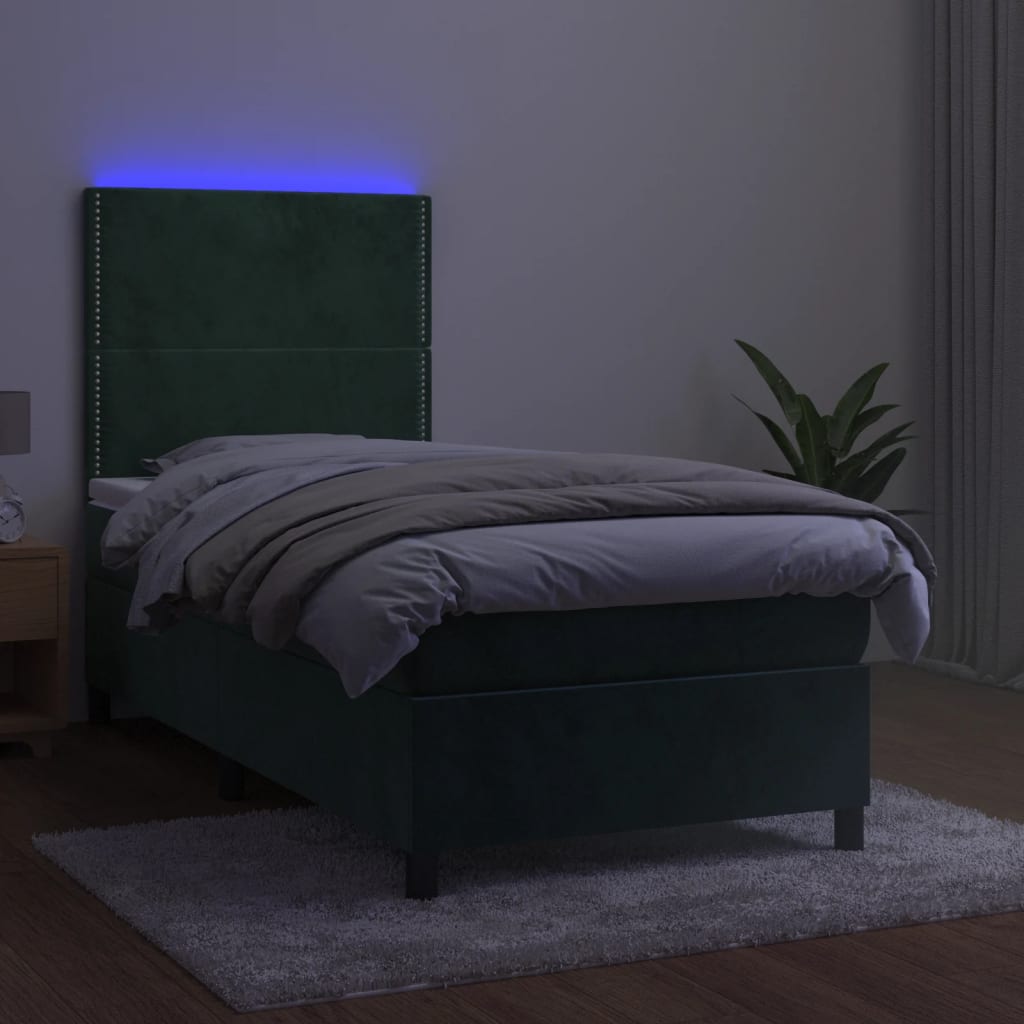 vidaXL Sommier à lattes de lit avec matelas et LED Vert foncé 80x200cm