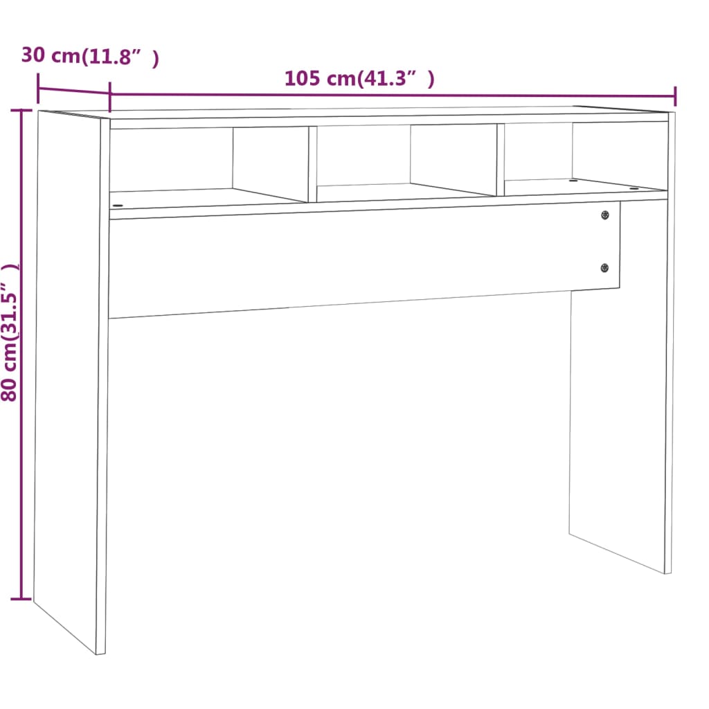 vidaXL Table console Sonoma gris 105x30x80 cm Bois d'ingénierie
