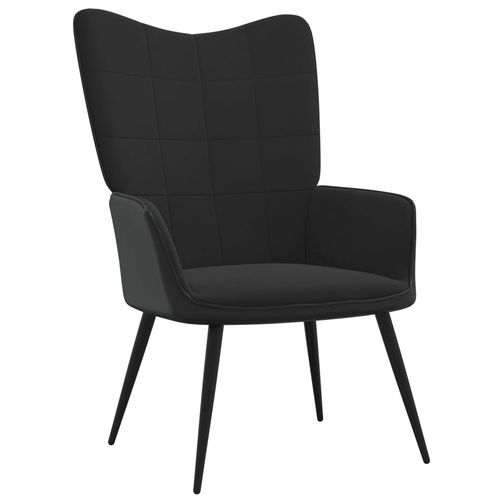 vidaXL Chaise de relaxation Noir Velours et PVC
