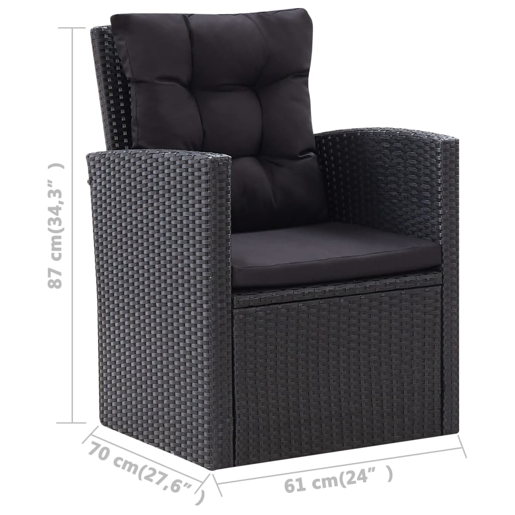 vidaXL Salon de jardin 6 pcs avec coussins Résine tressée Noir