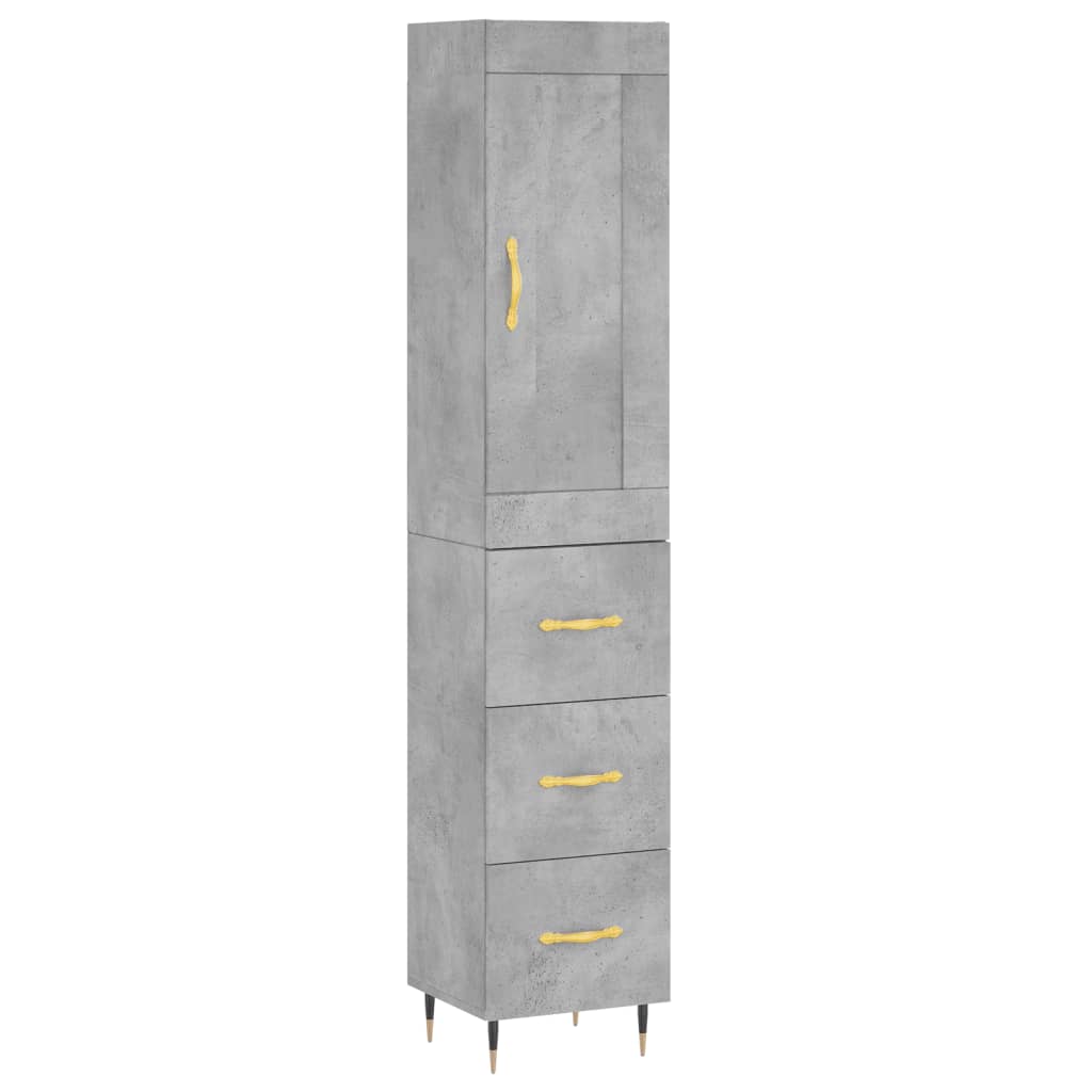 vidaXL Buffet haut Gris béton 34,5x34x180 cm Bois d'ingénierie