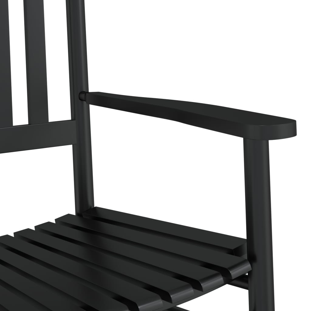 vidaXL Chaise à bascule avec table pliable noir bois massif peuplier