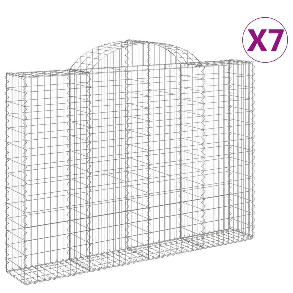 vidaXL Paniers à gabions arqués 7 pcs 200x30x140/160 cm Fer galvanisé