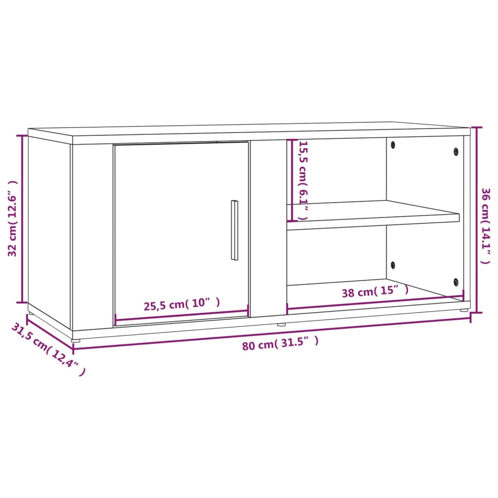 vidaXL Meubles TV 2 pcs Blanc 80x31,5x36 cm Bois d'ingénierie