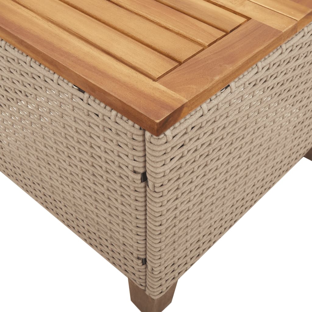 vidaXL Table de jardin beige 45x45x37 cm résine tressée et bois acacia