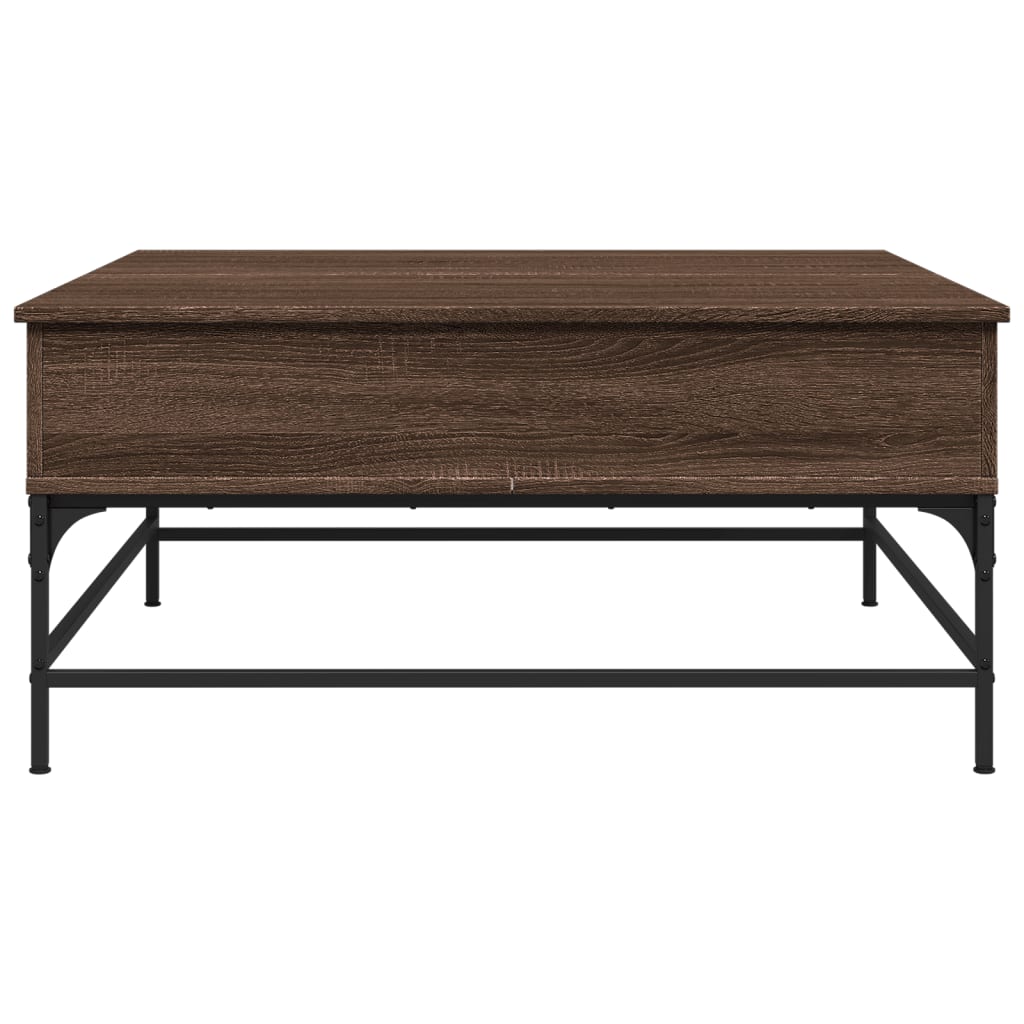 vidaXL Table basse chêne marron 95x95x45 cm bois d'ingénierie et métal