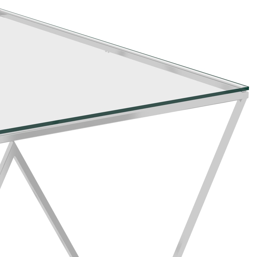 vidaXL Table basse Argenté 55x55x55 cm Acier inoxydable et verre