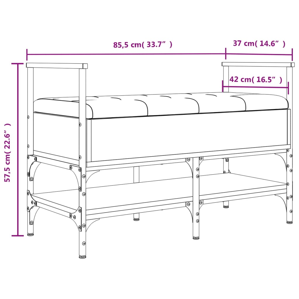 vidaXL Banc à chaussures sonoma gris 85,5x42x57,5 cm bois d'ingénierie