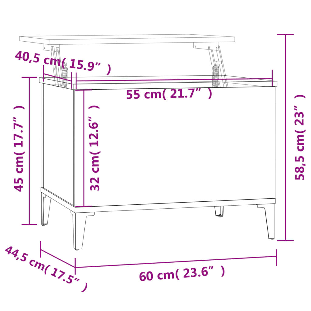 vidaXL Table basse Chêne sonoma 60x44,5x45 cm Bois d'ingénierie