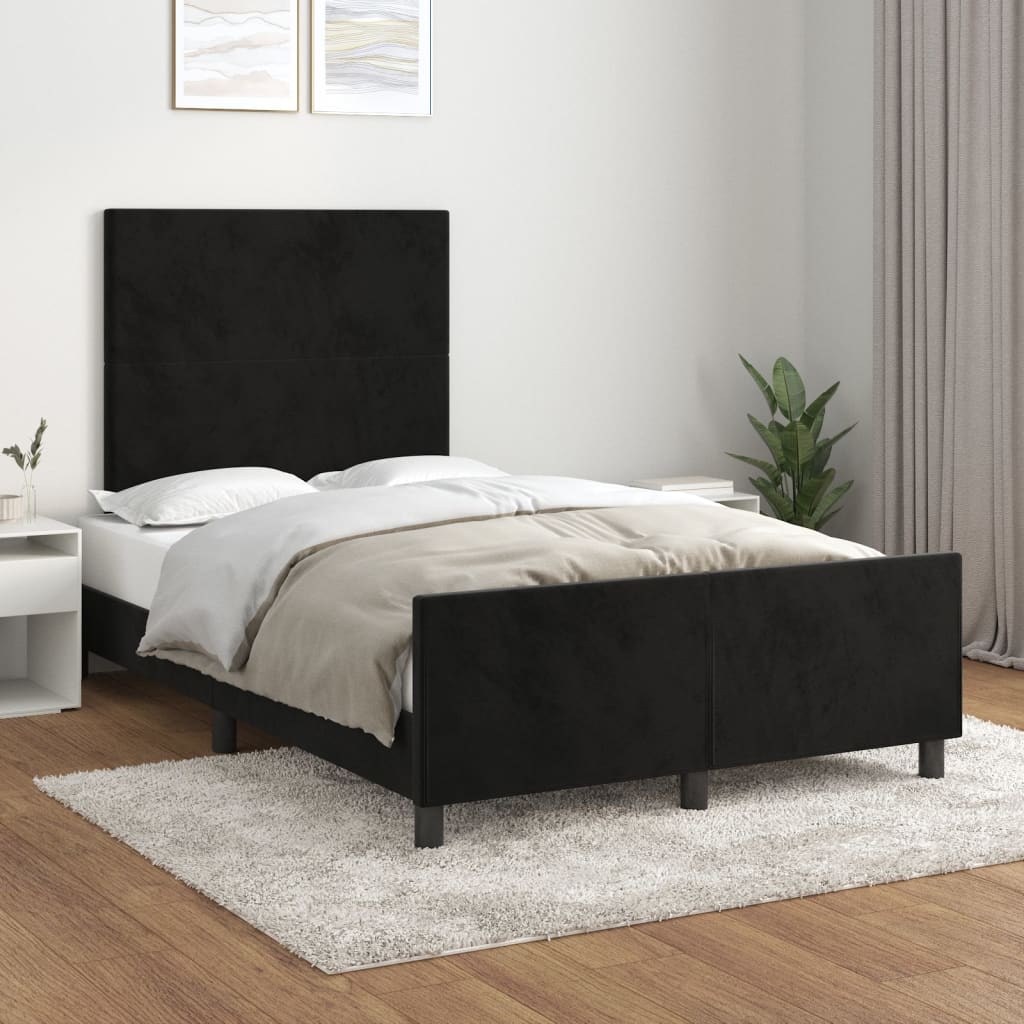 vidaXL Cadre de lit avec tête de lit noir 120x190 cm velours
