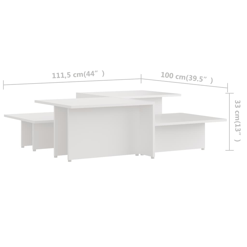 vidaXL Tables basses 2 pcs Blanc 111,5x50x33 cm Bois d'ingénierie