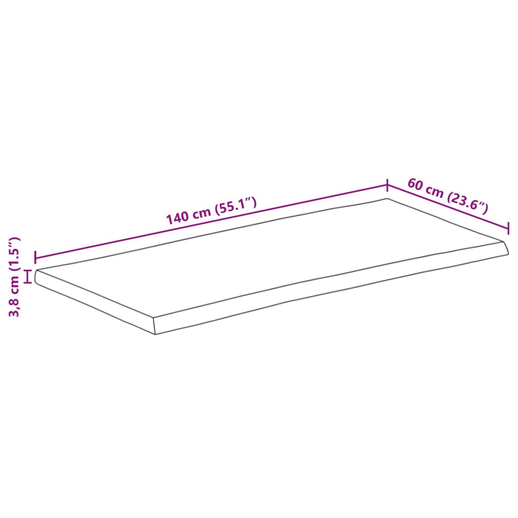 vidaXL Dessus de table 140x60x3,8cm rectangulaire bois massif d'acacia