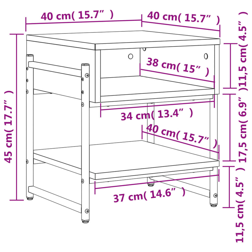 vidaXL Table basse chêne sonoma 40x40x45 cm bois d'ingénierie