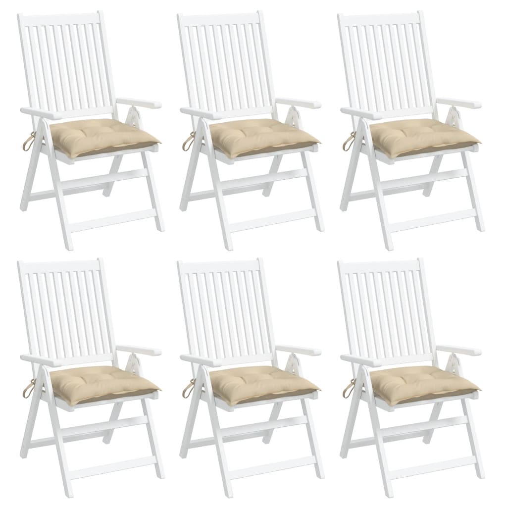 vidaXL Coussins de chaise lot de 6 beige 40x40x7 cm tissu oxford