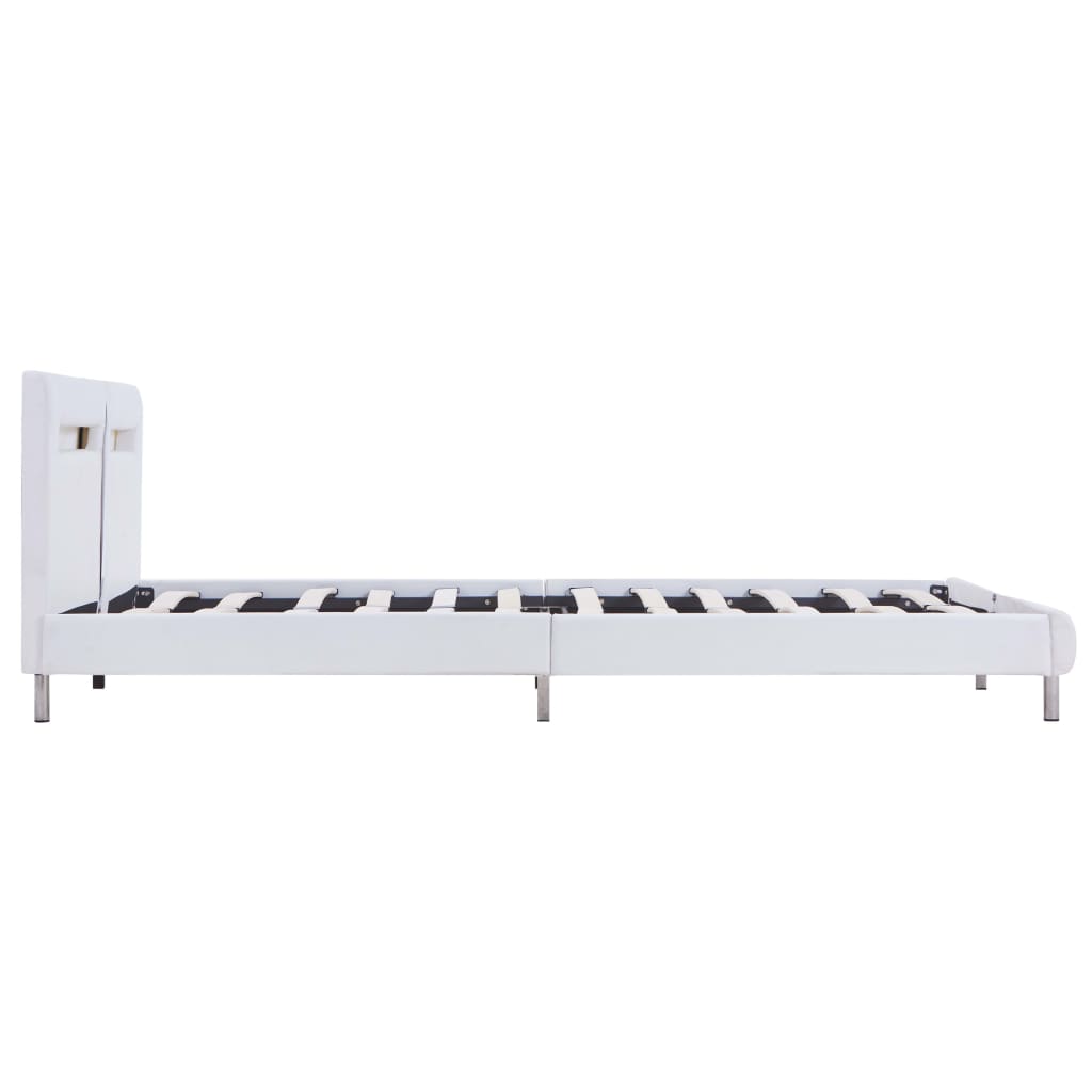 vidaXL Cadre de lit avec LED Blanc Similicuir 180x200 cm