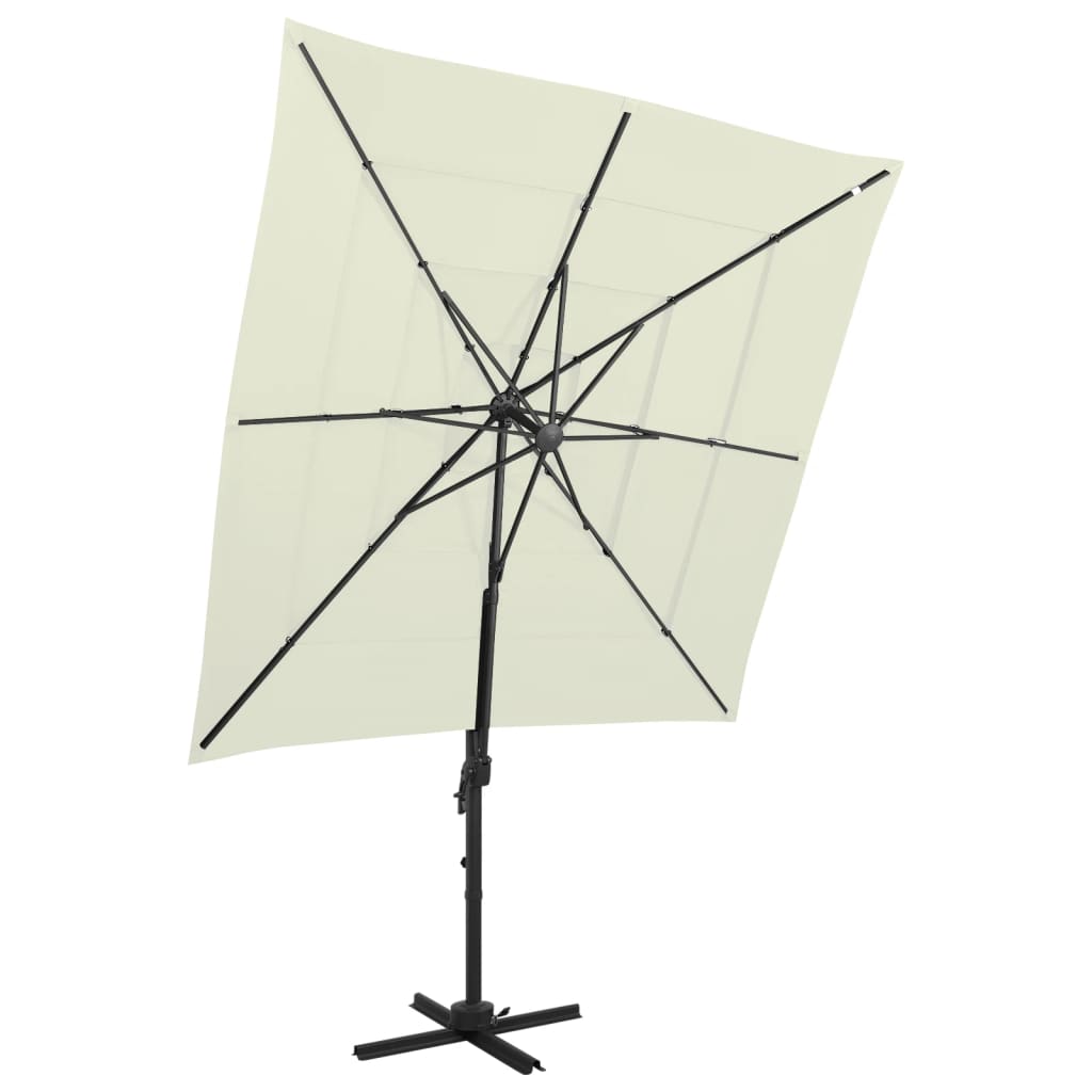 vidaXL Parasol de jardin à 4 niveaux avec mât en aluminium sable