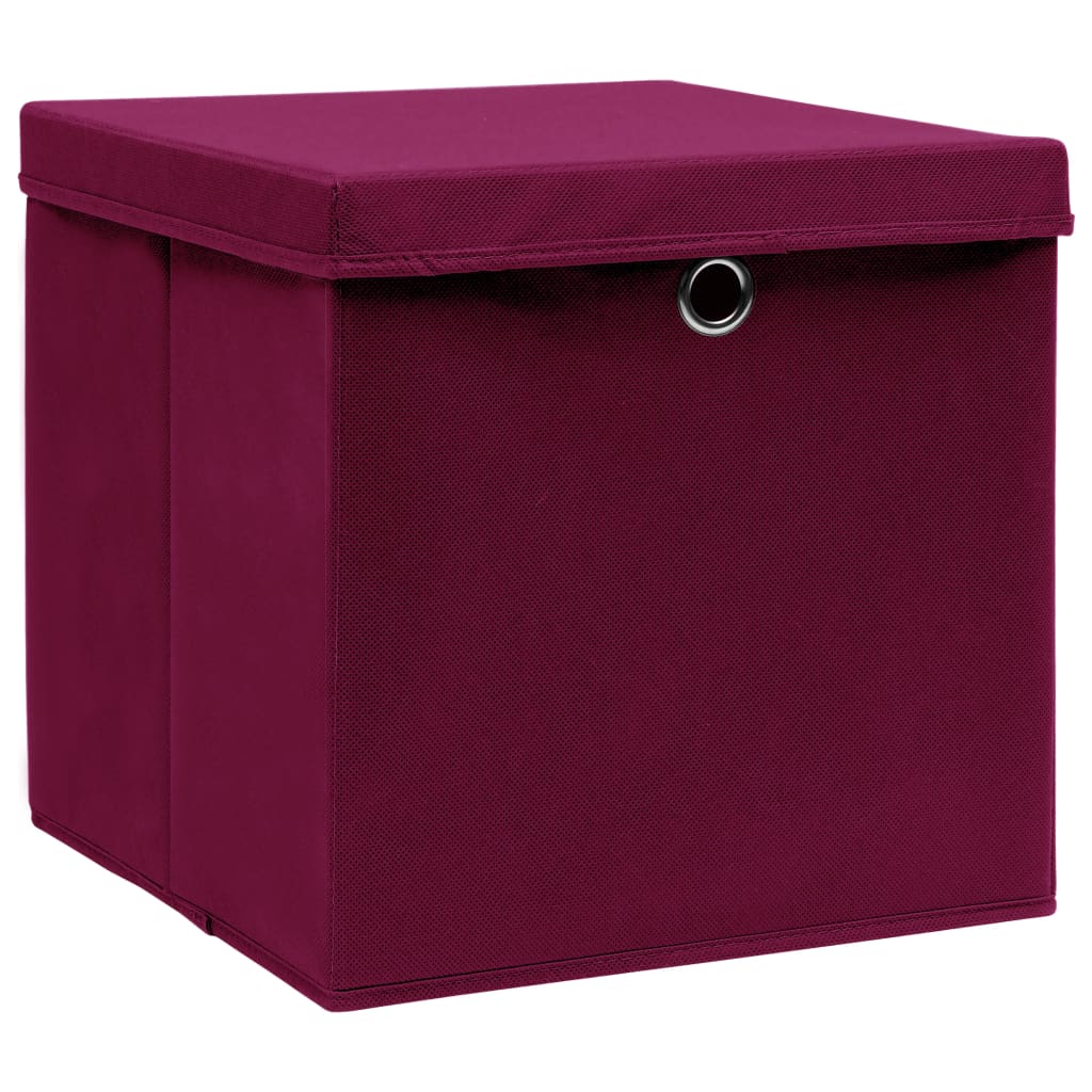 vidaXL Boîtes de rangement 4 pcs Rouge foncé 32x32x32 cm Tissu