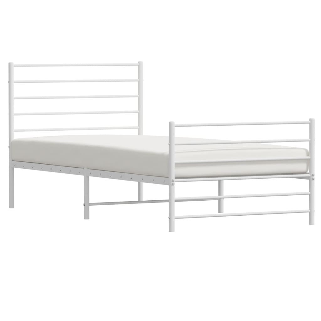 vidaXL Cadre de lit métal sans matelas et pied de lit blanc 100x190 cm