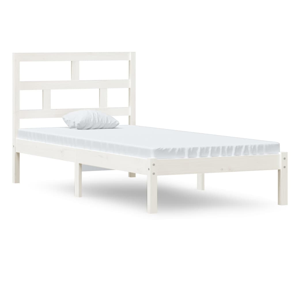 vidaXL Cadre de lit Blanc 90x190 cm Simple Bois massif