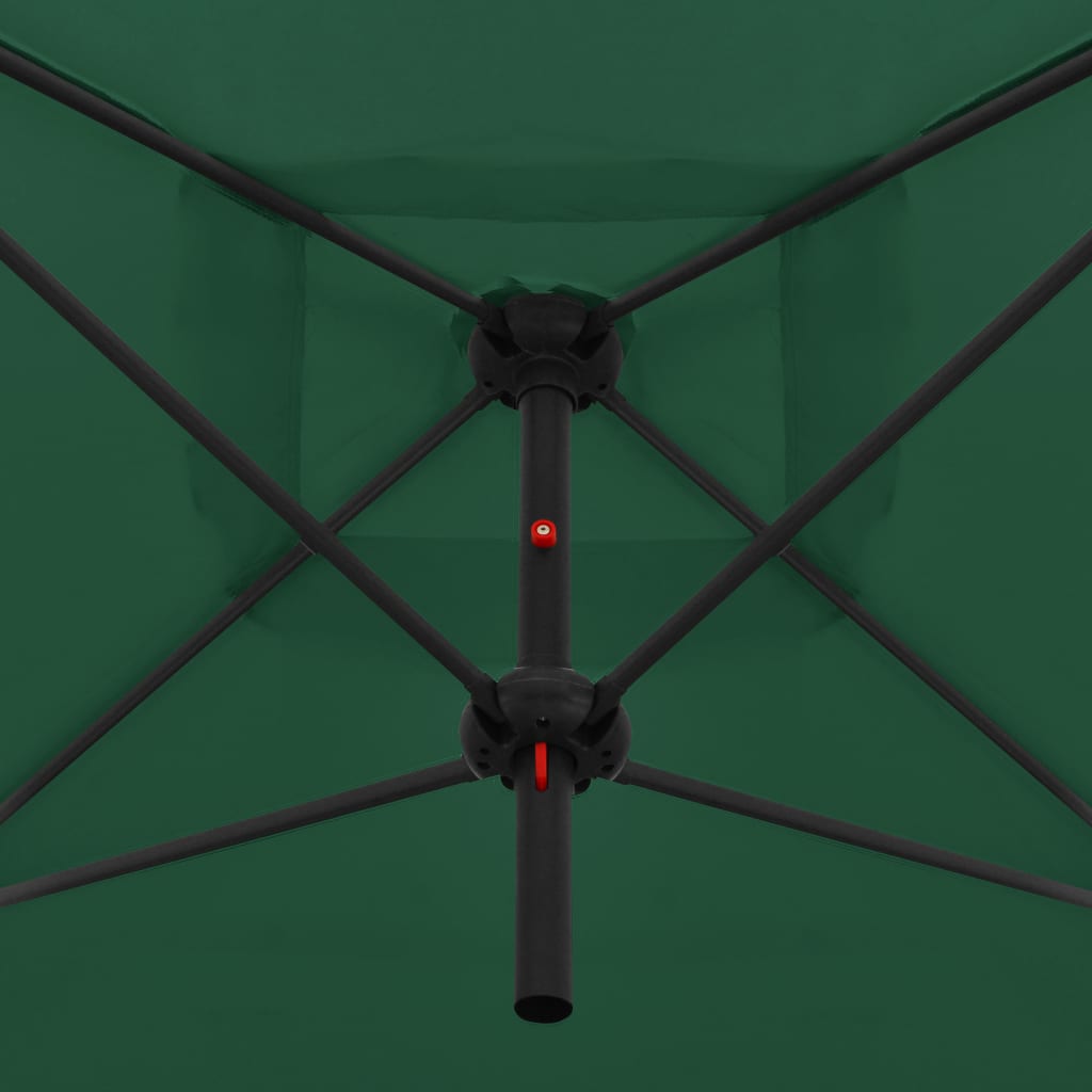 vidaXL Parasol double avec mât en acier 250 x 250 cm Vert