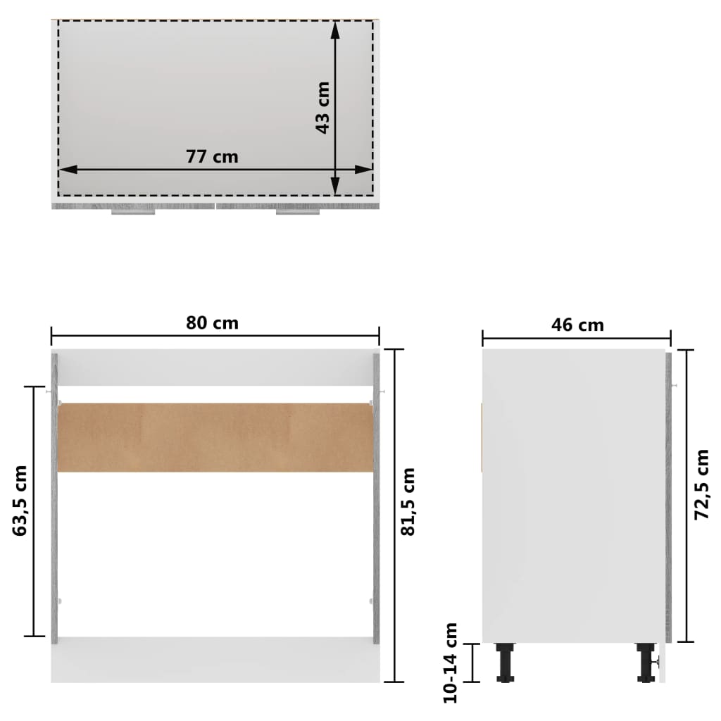 vidaXL Armoire de plancher d'évier Sonoma gris 80x46x81,5 cm