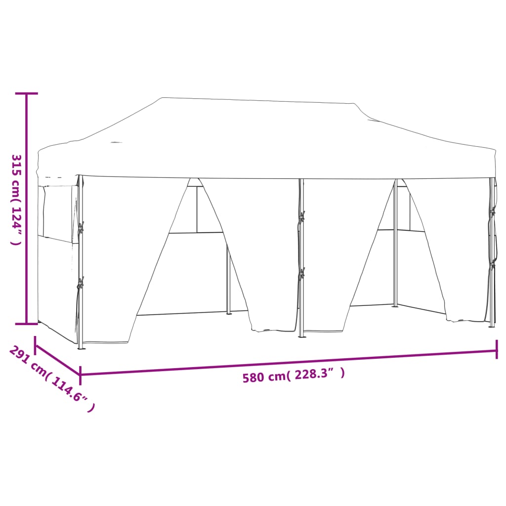 vidaXL Tente de réception pliable avec 4 parois 3x6 m Acier Crème