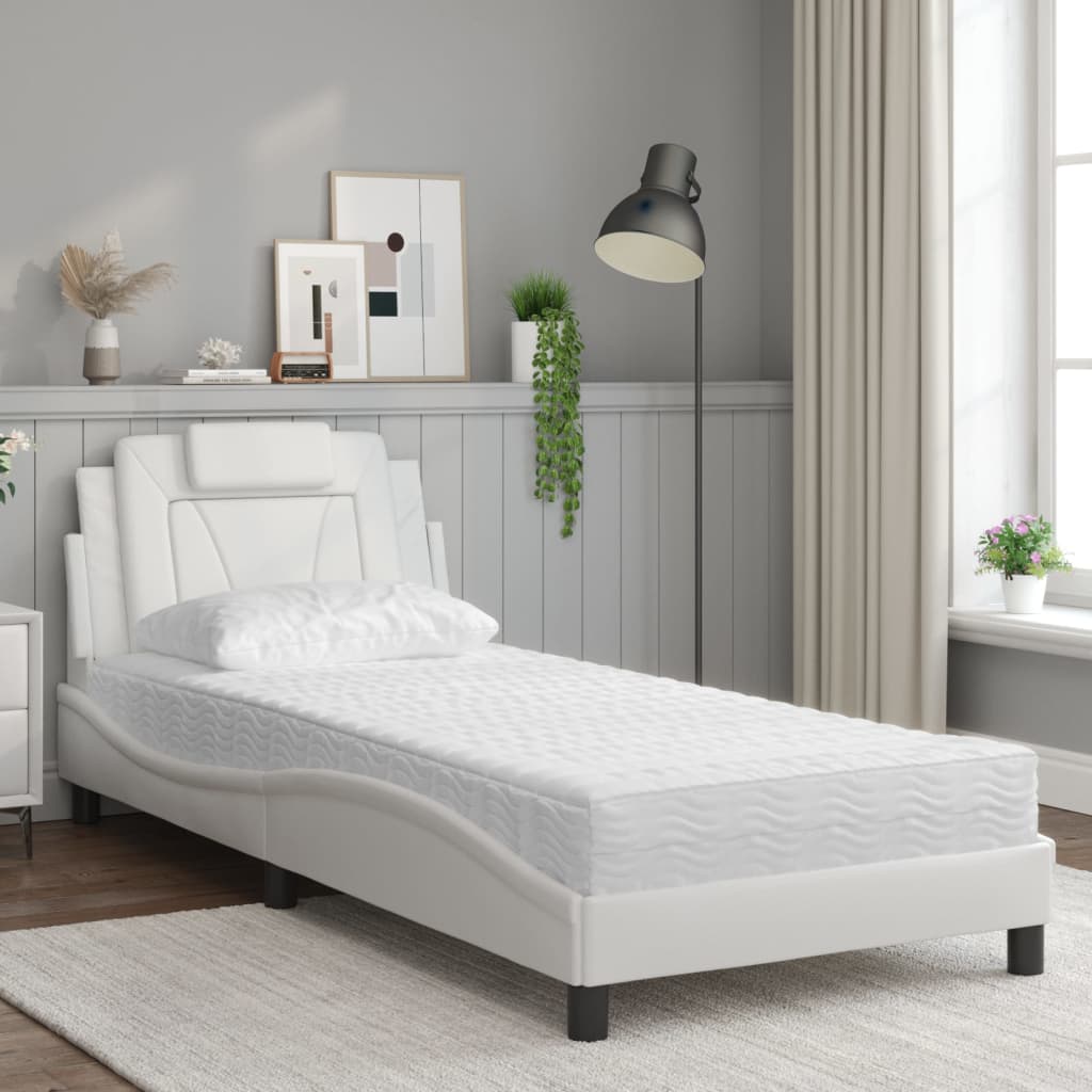 vidaXL Lit avec matelas blanc 80x200 cm similicuir