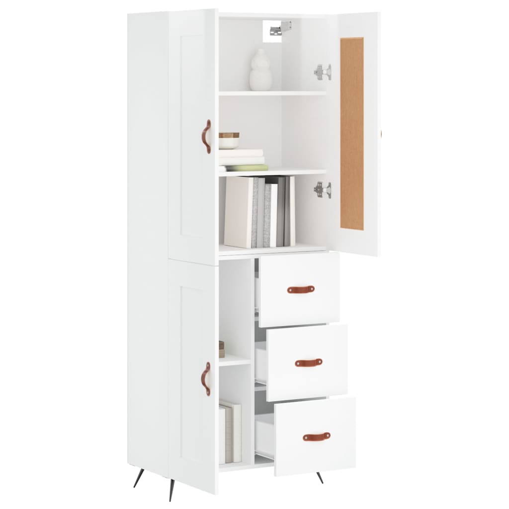 vidaXL Buffet haut Blanc brillant 69,5x34x180 cm Bois d'ingénierie