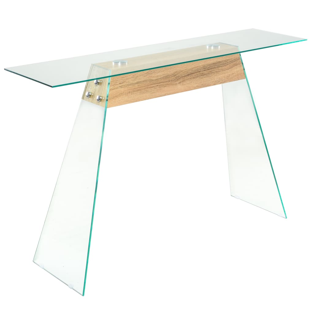 vidaXL Table Console MDF et verre 120 x 30 x 76 cm Couleur de chêne