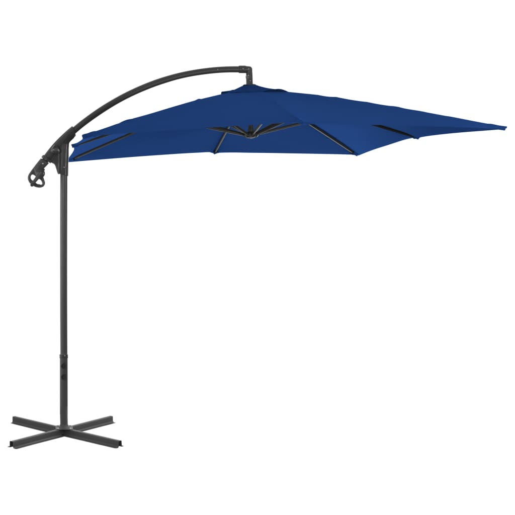 vidaXL Parasol de jardin en porte-à-faux avec mât en acier azuré