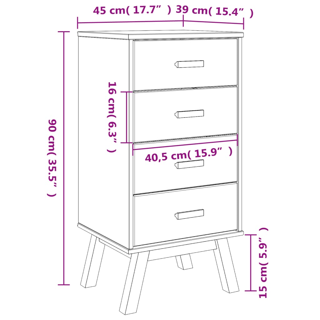 vidaXL Table de chevet OLDEN blanc et marron bois de pin solide