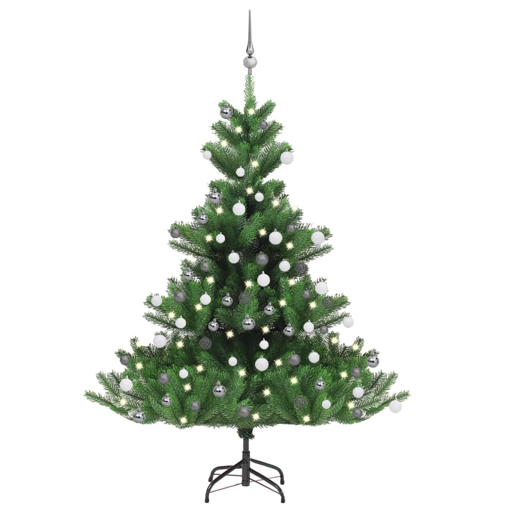 vidaXL Sapin de Noël artificiel Nordmann avec LED et boules Vert 150cm