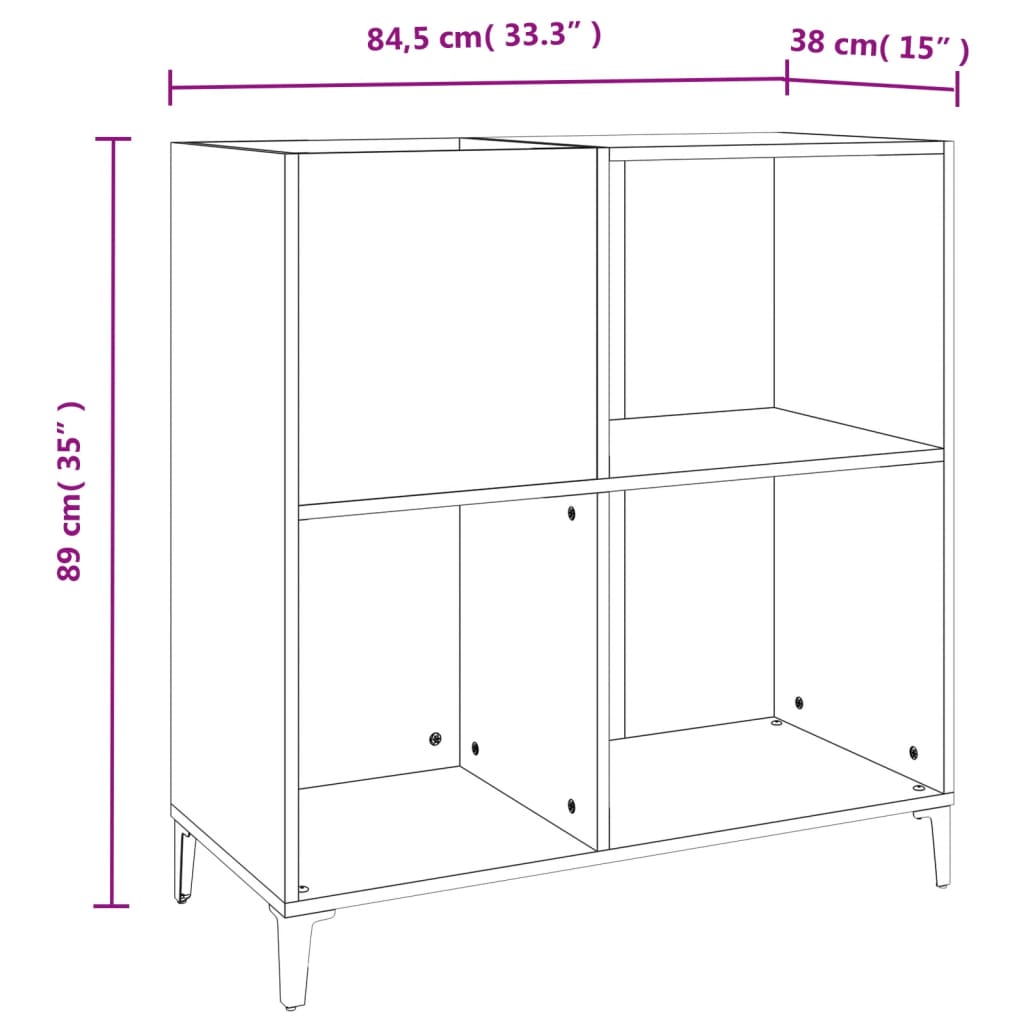 vidaXL Armoire à disques noir 84,5x38x89 cm bois d'ingénierie