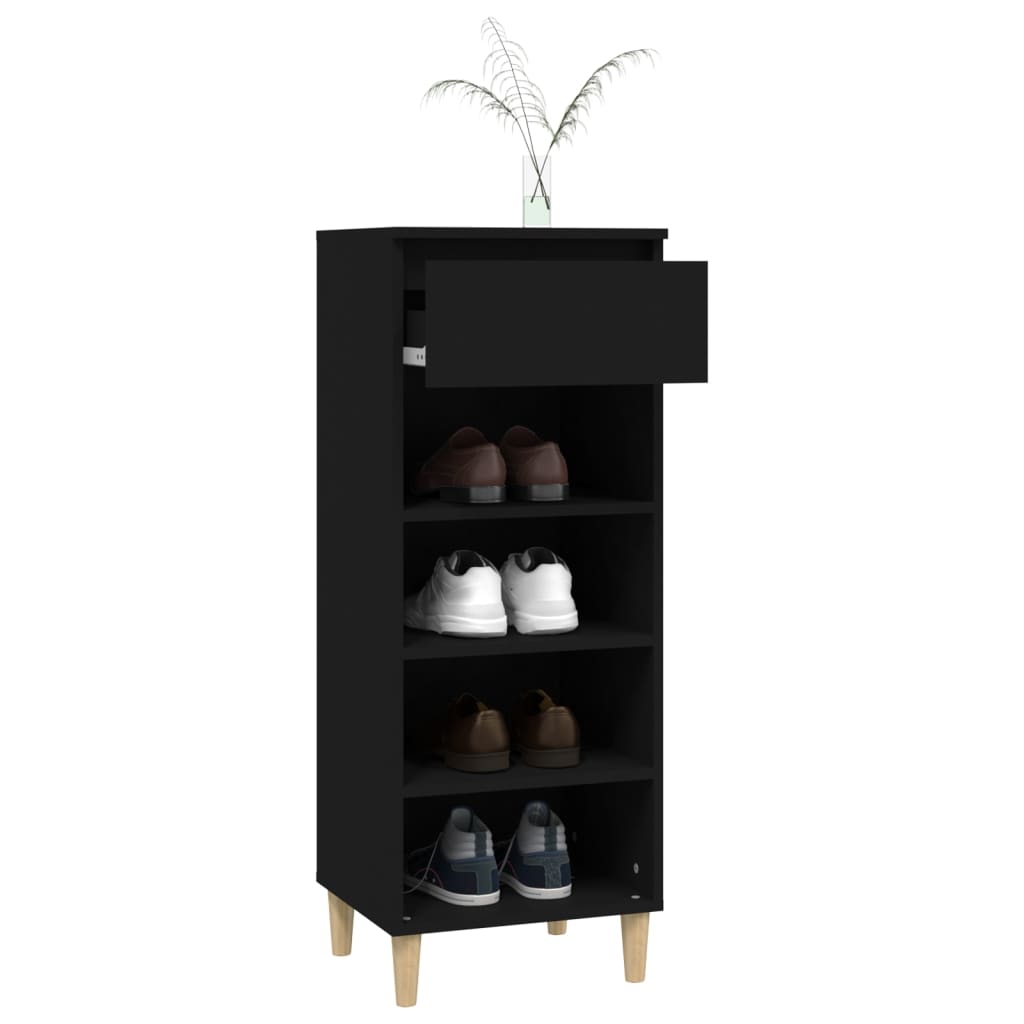 vidaXL Armoire à chaussures Noir 40x36x105 cm Bois d'ingénierie