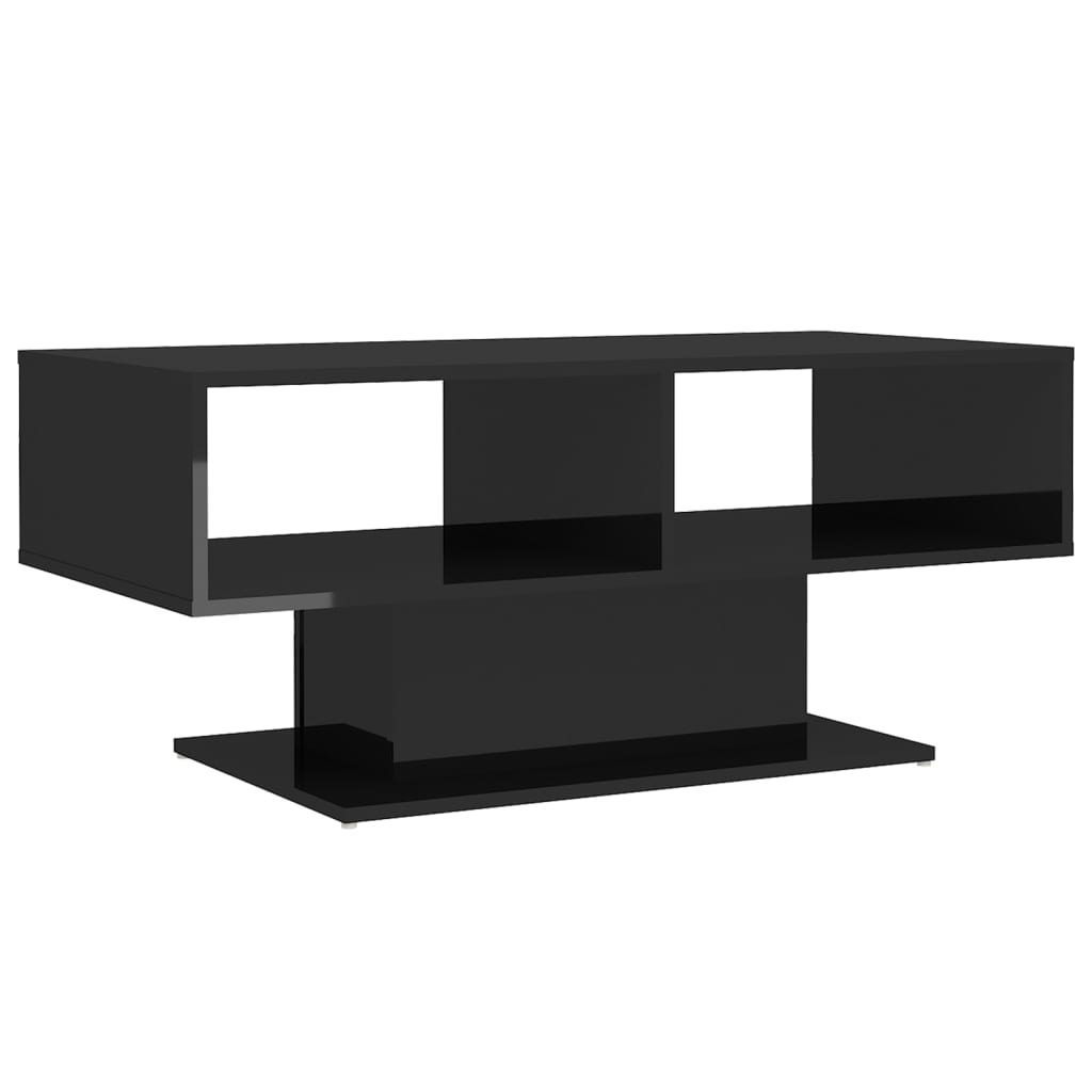 vidaXL Table basse Noir brillant 103,5x50x44,5 cm Aggloméré